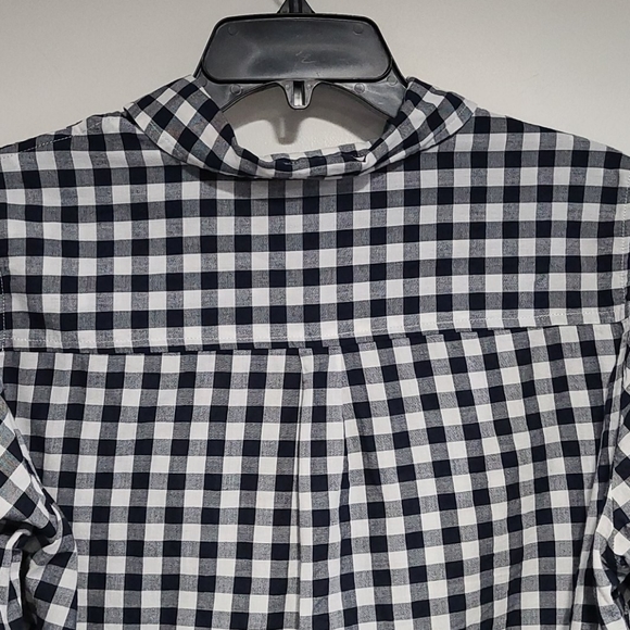 BLOUSE: Black/White Check Button Down Blouse - Picture 3 of 8